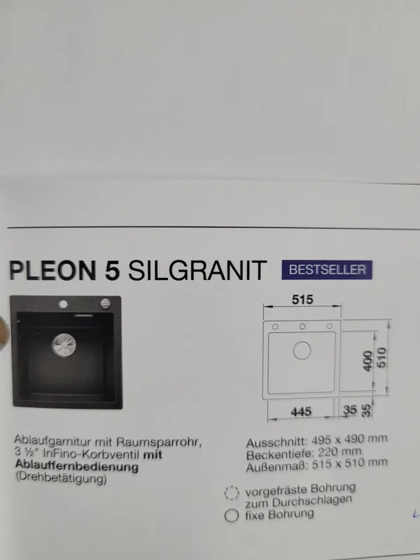 Aufsatzspüle "Pleon 5" Silgranit