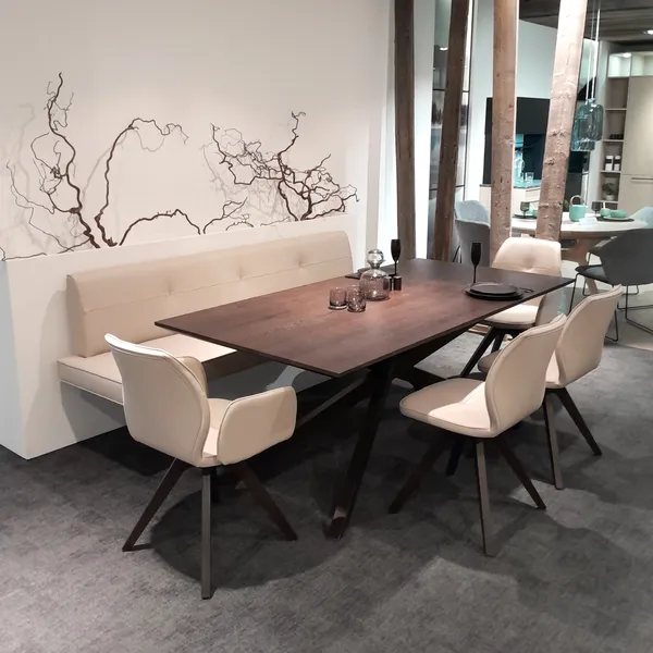 Essgrupppe Anrei Vivo & Mikado (Massivholz & Leder)