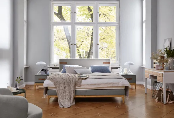 Birkenstock Boxspring-Doppelbett Iona inkl. Matratzen und Nachttische